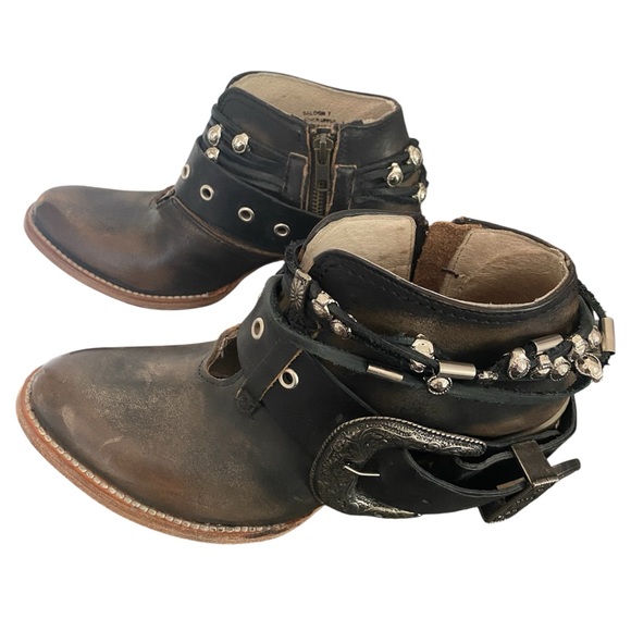 Freebird Steven SALOON Brown Distressed leather Ankle boots Studded Size 7 - Picture 2 of 9